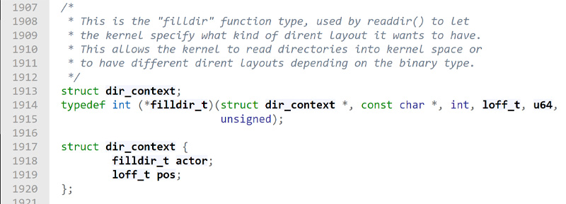 the dir_context struct