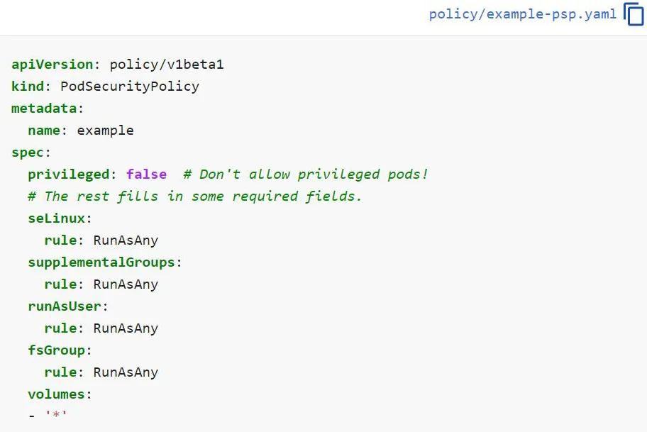 pod security policy resource