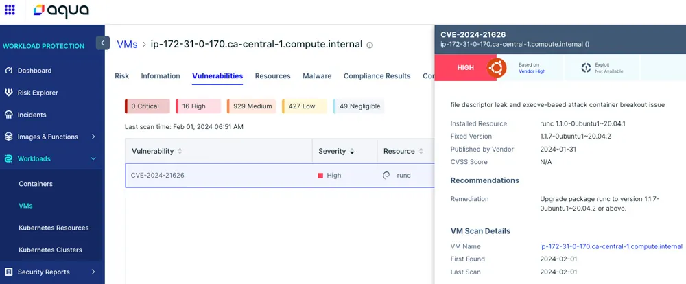 Detection of the vulnerability in a running EC2 Instance 