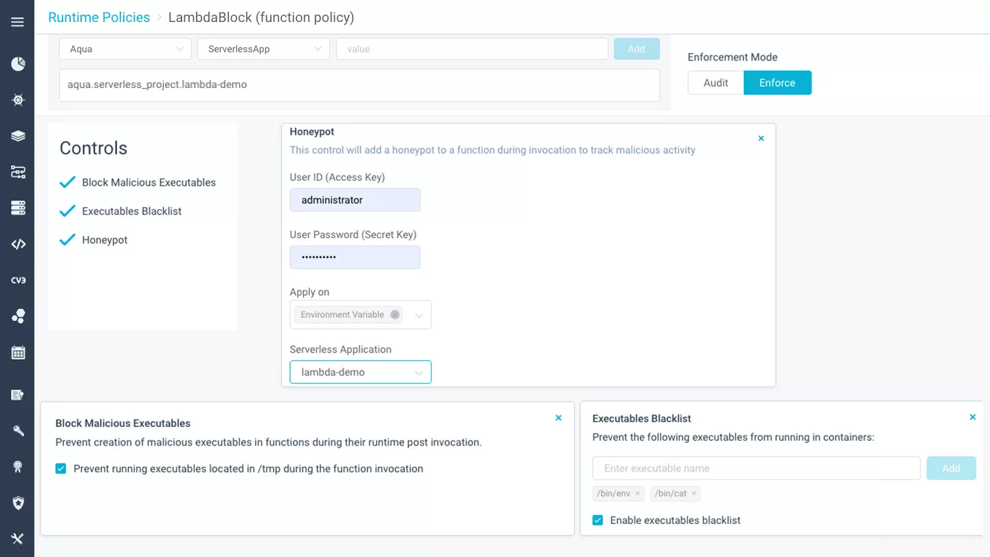 Protect AWS Lambda functions in runtime